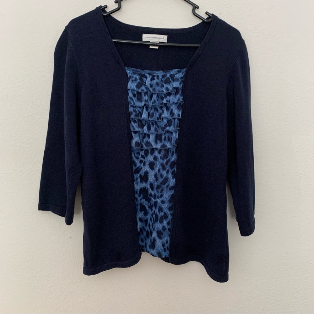 Christopher & Banks  Cozy / Dainty Sweater  Size Med   Blue   3/4 Length Sleeve